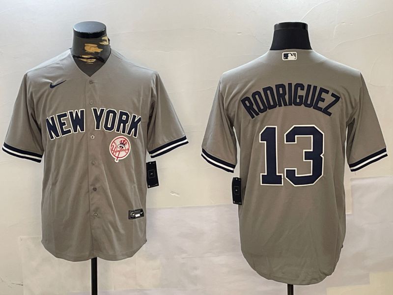 Men New York Yankees #13 Rodriguez Grey Game 2024 Nike MLB Jersey style 4